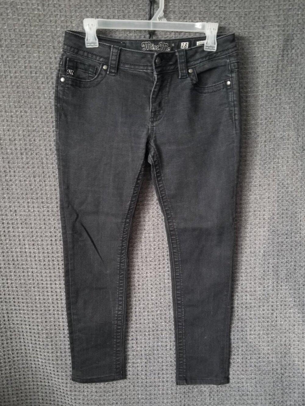 Miss Me Jeans Mid Rise Skinny Black Stretch 28